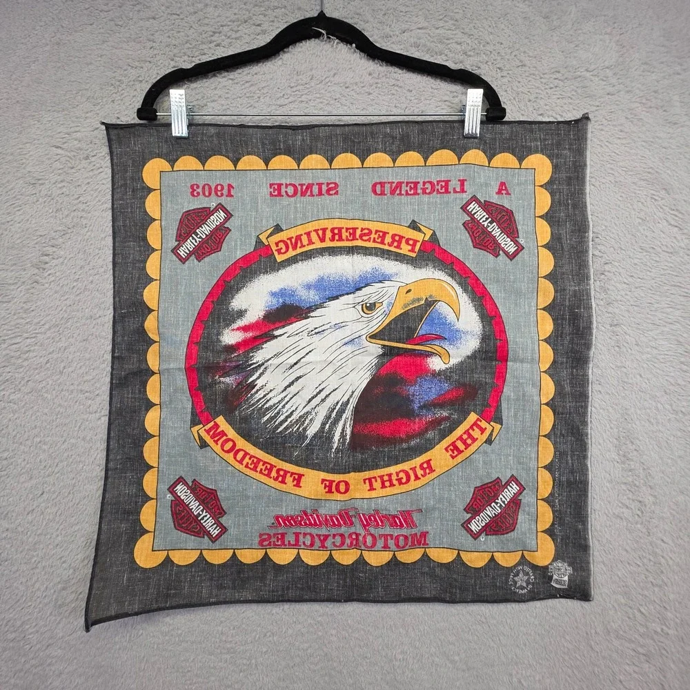 Vintage Harley Davidson Bandana Preserving Freedom Eagle Patriotic USA 22x22